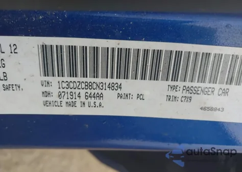 2012 Dodge Avenger Sxt из США, поврежденный, VIN 1C3CDZCB8CN314834